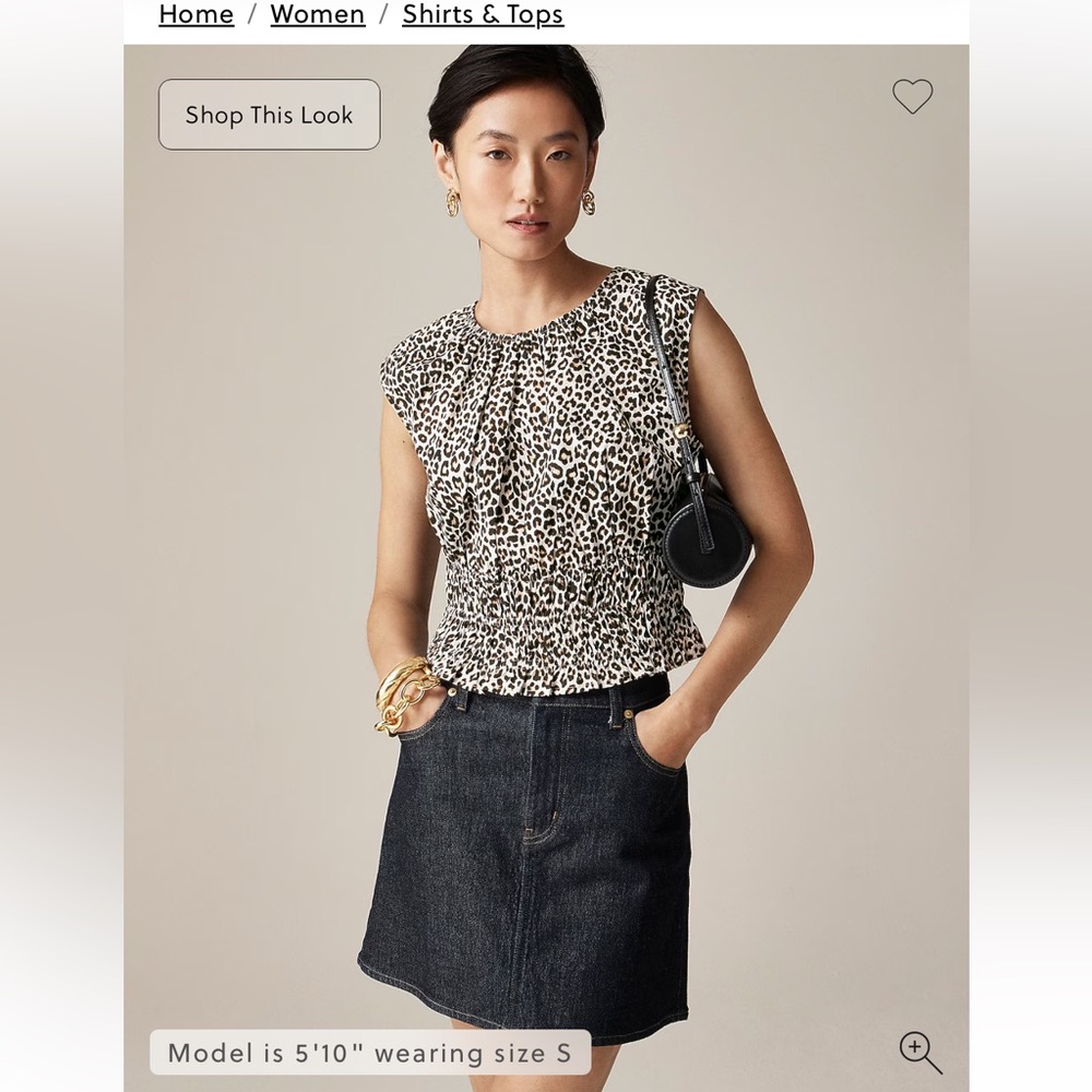 J. Crew Hyacinth top in leopard cotton poplin Small NWOT